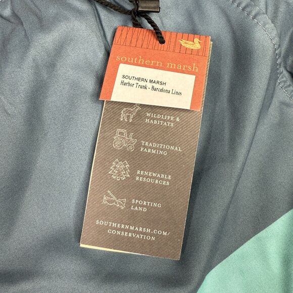 Southern Marsh Swim Trunks Mens 2XL Slate Harbor Barcelona Lines Mesh Lined NWT - Picture 4 of 13